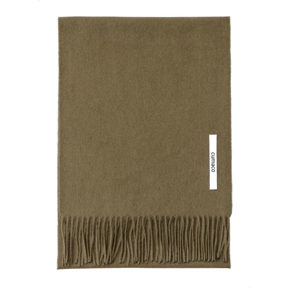 1471 10.khaki Cashmere Scarf Large Thick Ladies
